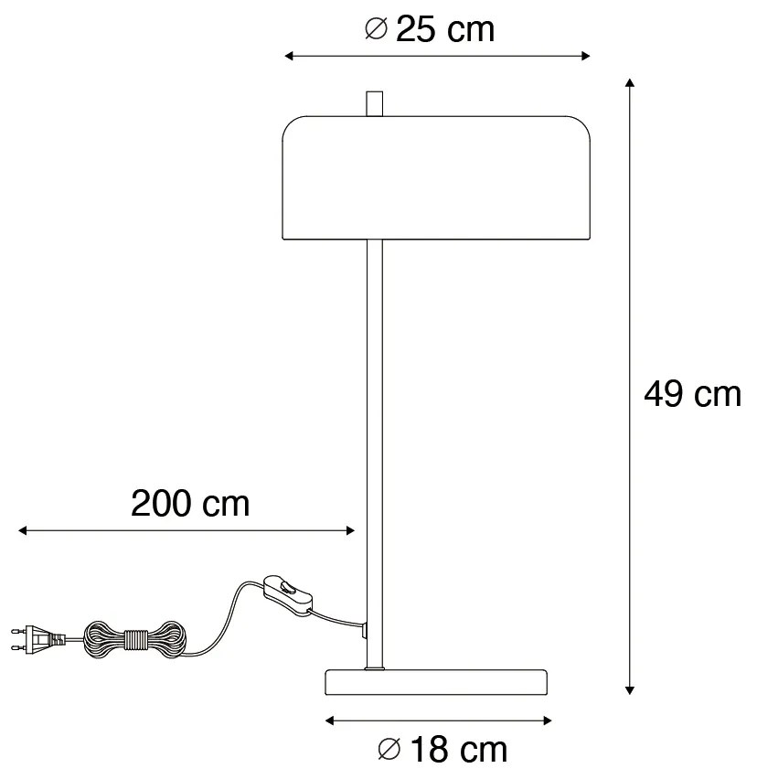 Lampa stołowa retro czarna ze złotym wnętrzem - Jinte