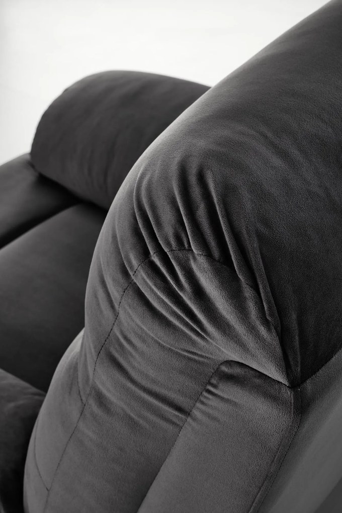 Fotel wypoczynkowy do salonu rozkładany czarny welur DRAGER