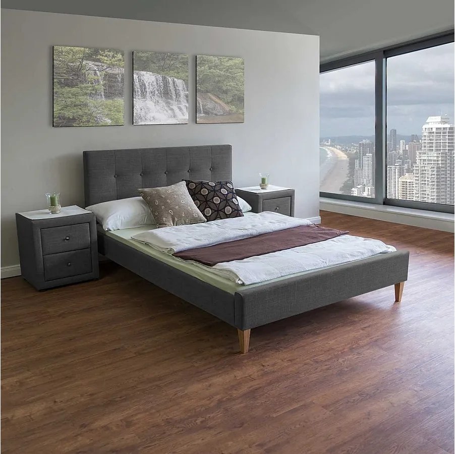 Tapicerowane łóżko 140x200 cm szare