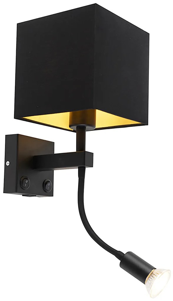 Inteligentna lampa ścienna czarna z USB, w tym Wi-Fi A60 i GU10 - Zeno Nowoczesny Oswietlenie wewnetrzne