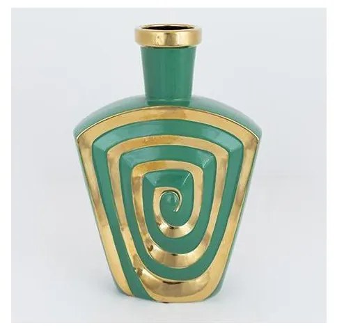 Wazon ceramiczny 30x20,2 cm zielony/złoty