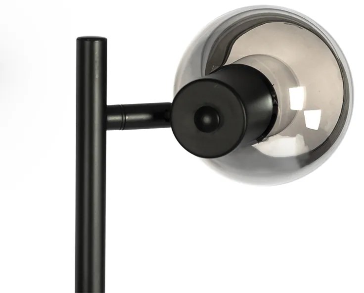 Lampa podłogowa art deco czarna 3-światłowa z przydymionym szkłem - Vidro ArtDeco Oswietlenie wewnetrzne