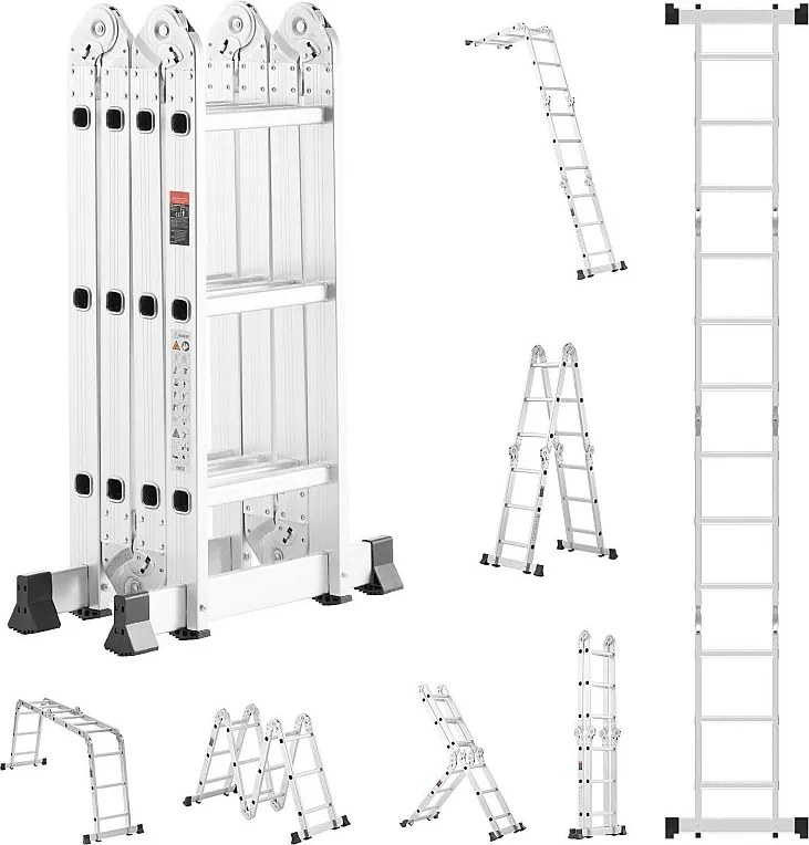 Wielofunkcyjna Drabina Składana SucceBuy 7 w 1, 3 Stopnie, Wysokość Robocza 3,5 m, do Pracy