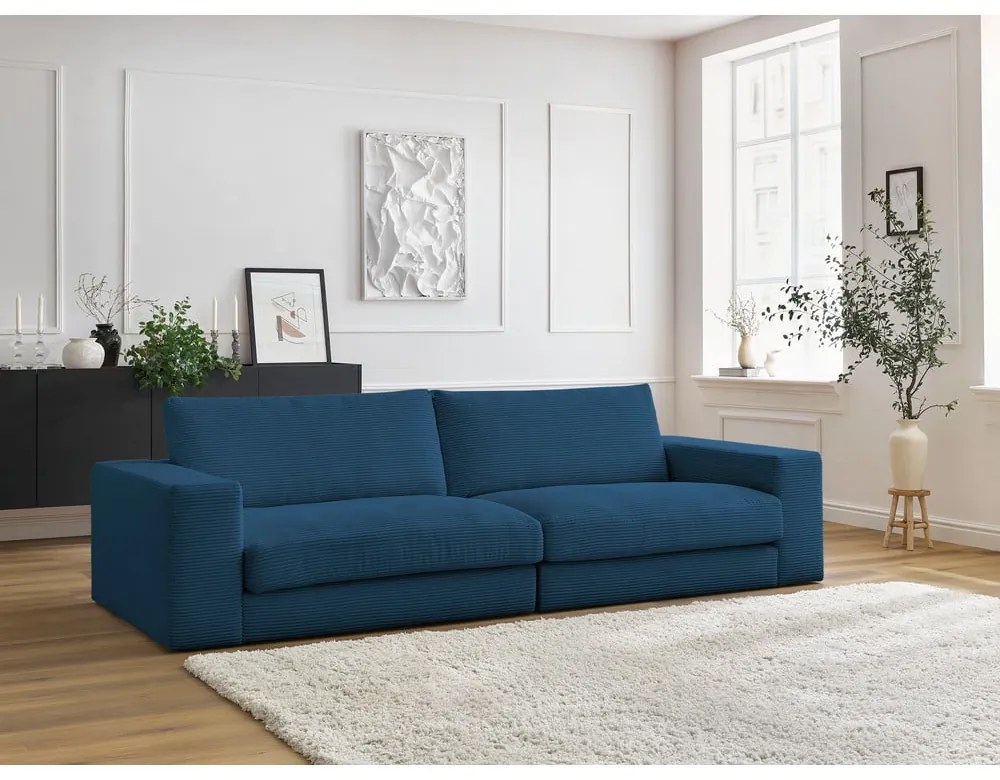 Ciemnoniebieska sztruksowa sofa 274 cm Leonard – Bobochic Paris