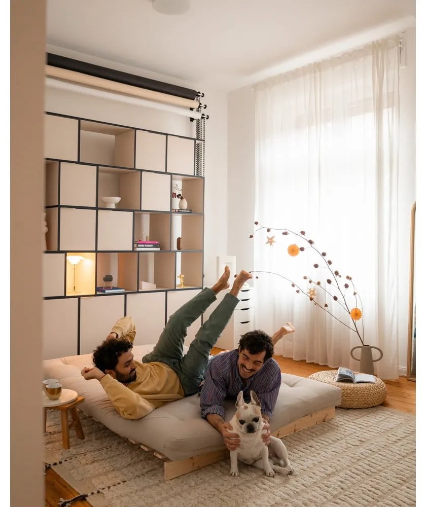 Szarobeżowa lniana rozkładana sofa 140 cm Roots Carob – Karup Design