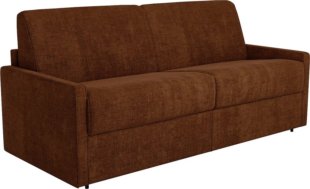 Kanapa 2-osobowa rozkładana typu express z tkaniny w kolorze terakoty - Powierzchnia spania 120 cm - Materac 22 cm z pianką memory CALIFE