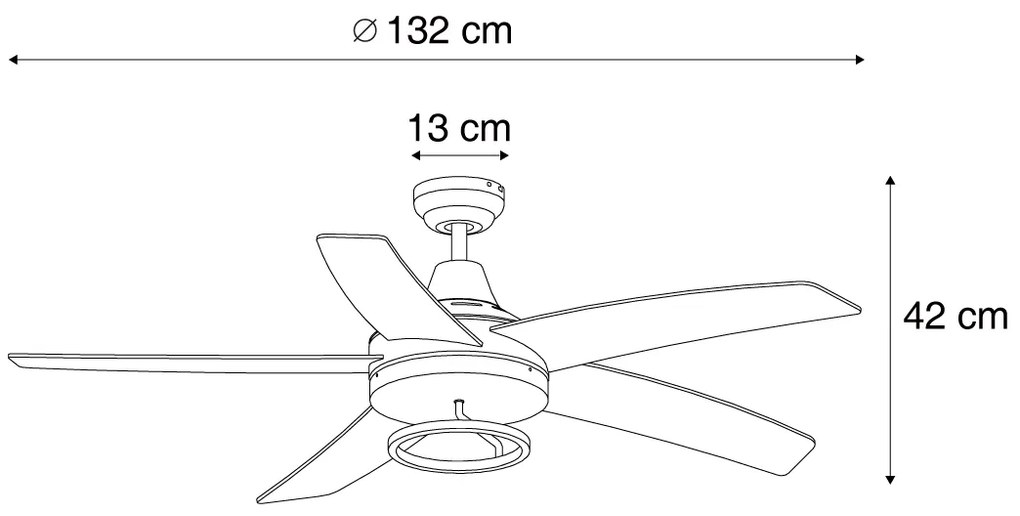 Czarny Wentylator sufitowy z lampą 132 cm z LED i pilotem - Cool Anello Nowoczesny Oswietlenie wewnetrzne