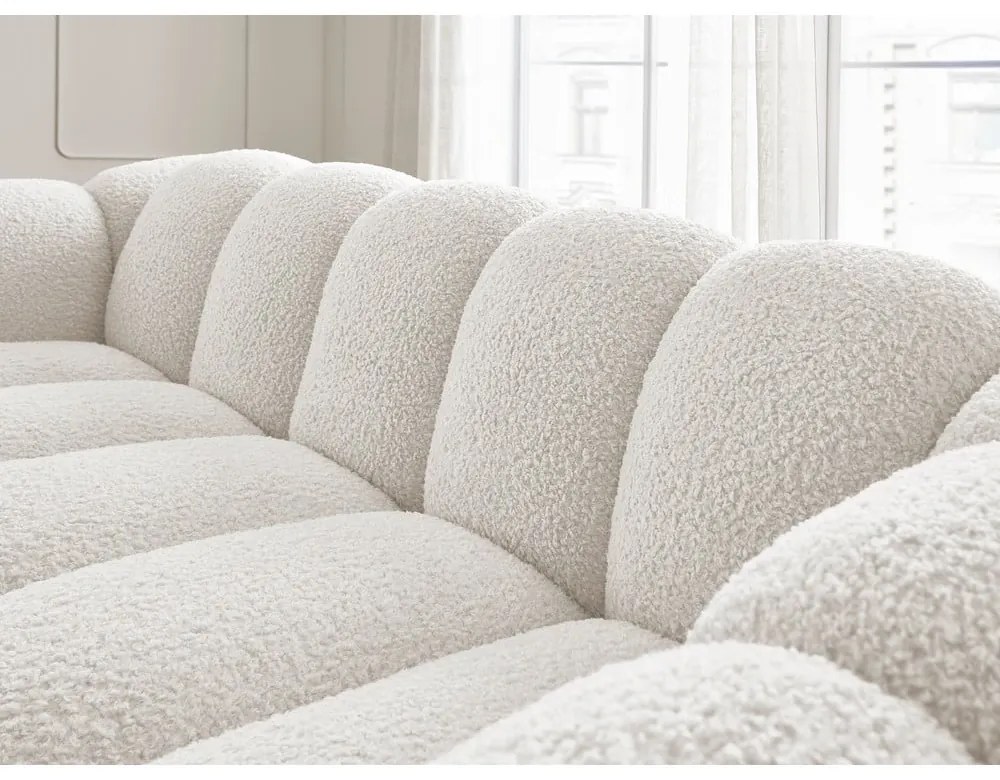 Biała sofa z materiału bouclé 232 cm Hippolyte – Bobochic Paris