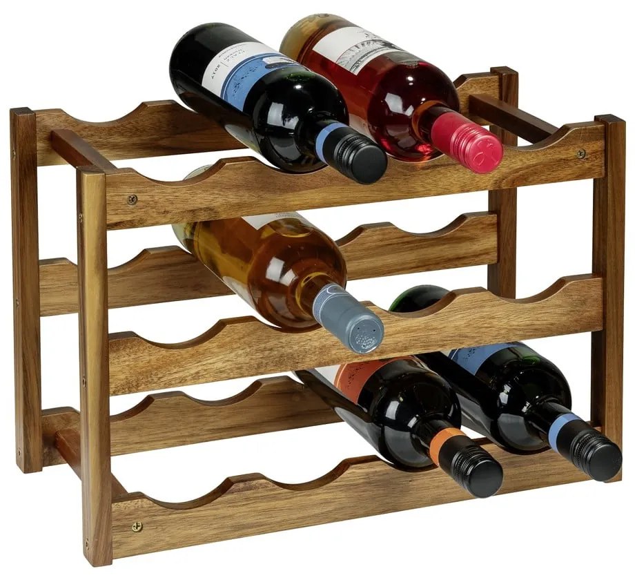 Regał na wino z litego drewna akacjowego w naturalnym kolorze liczba butelek 12 42x28x21 cm Fondi – Wenko