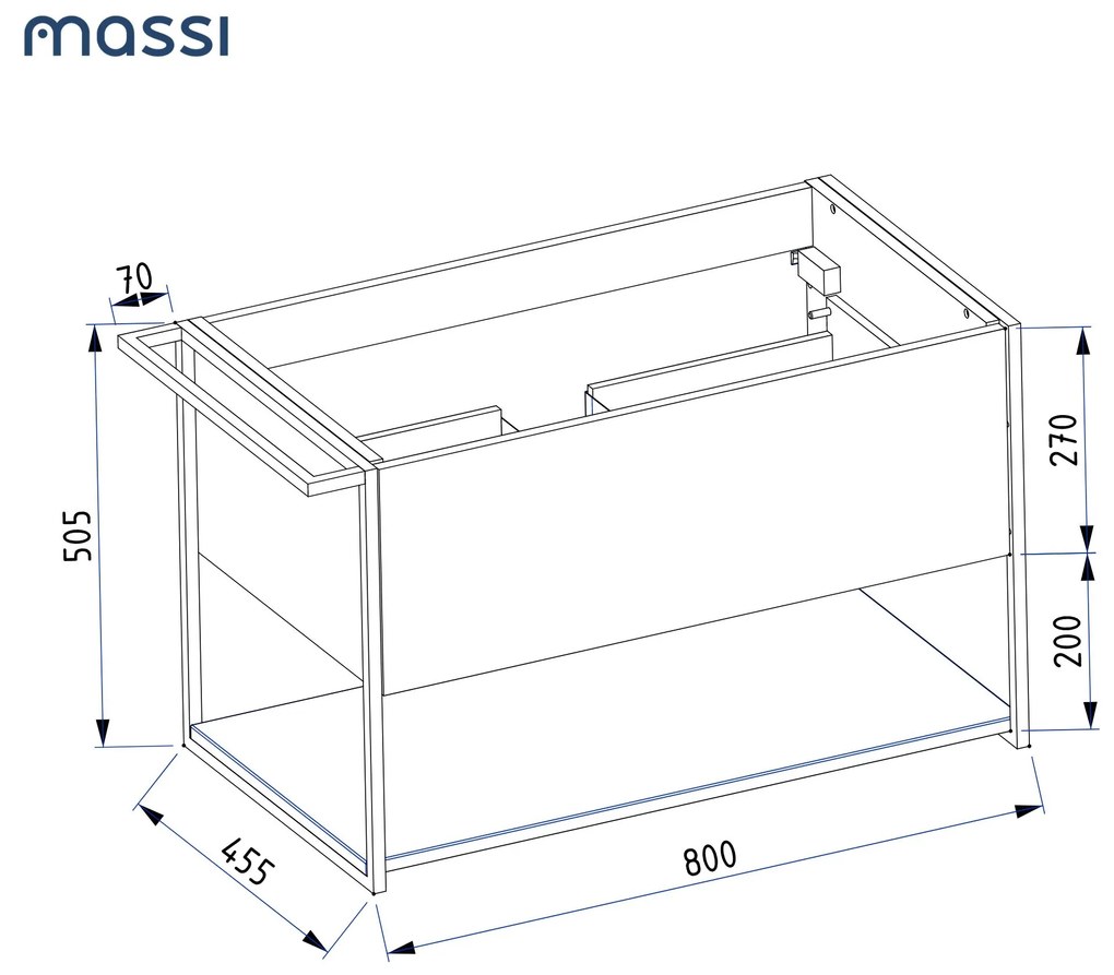 Szafka łazienkowa wisząca zielona loftowa 80 x 45 cm z umywalką z otworem VALO