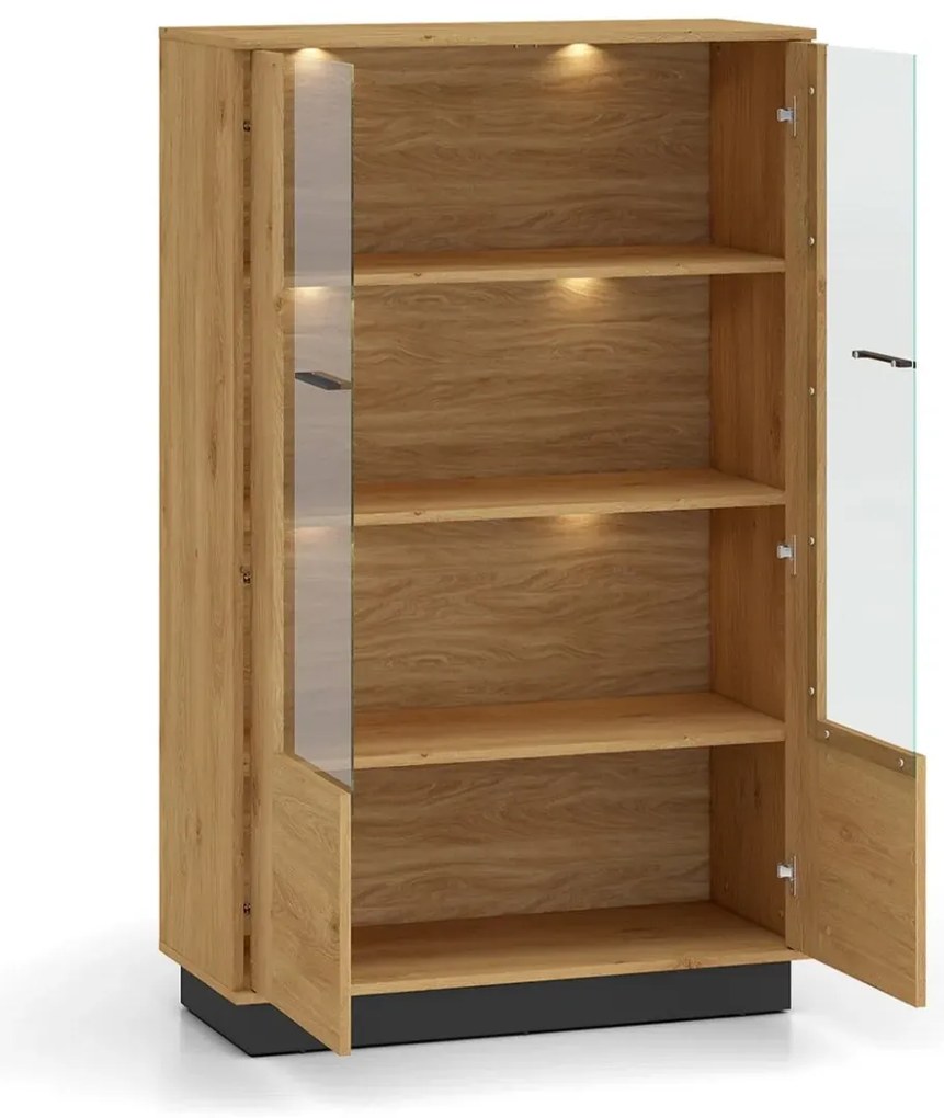 Witryna niska BRONX 2D 92cm dąb/czarna ML MEBLE