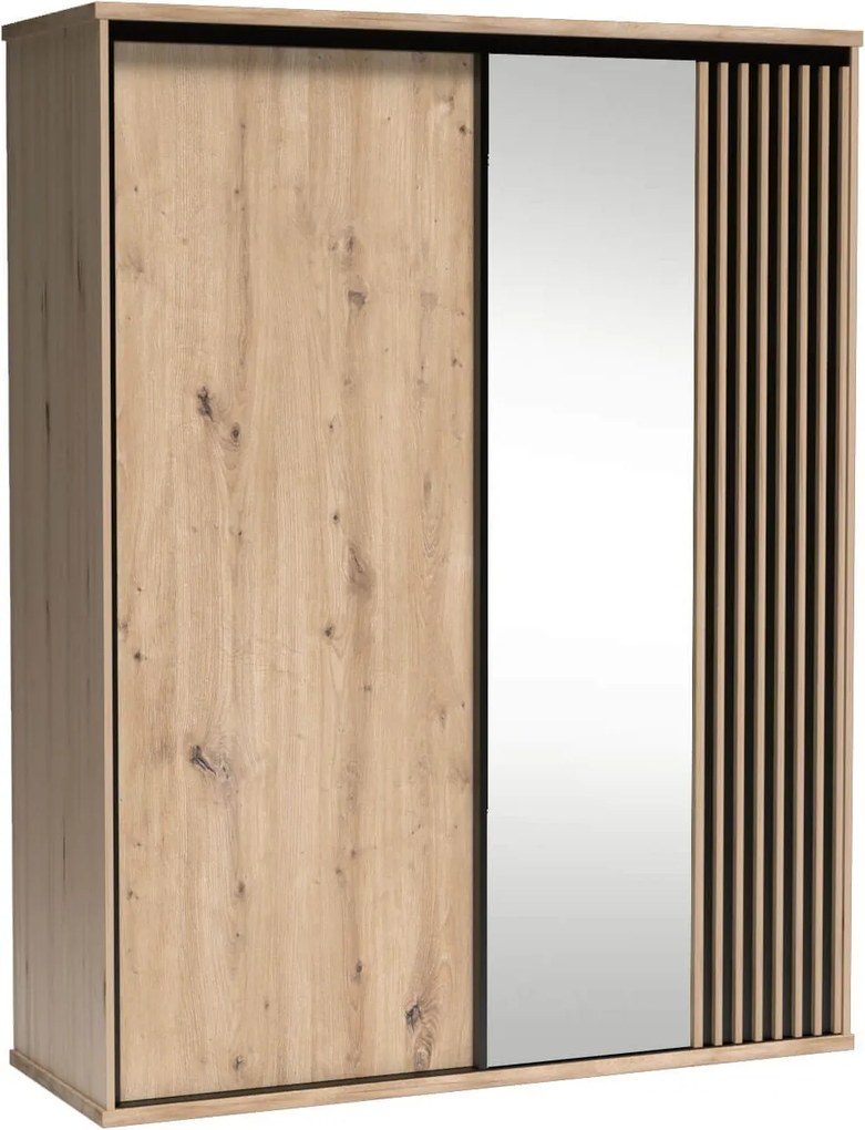Szafa Przesuwna ALMERIA 179 cm z Lustrem Szafa Trzydrzwiowa Dąb artisan