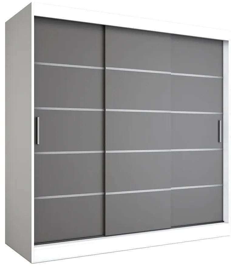 Szafa przesuwna biały + antracyt 200 cm - Bohosa 6X