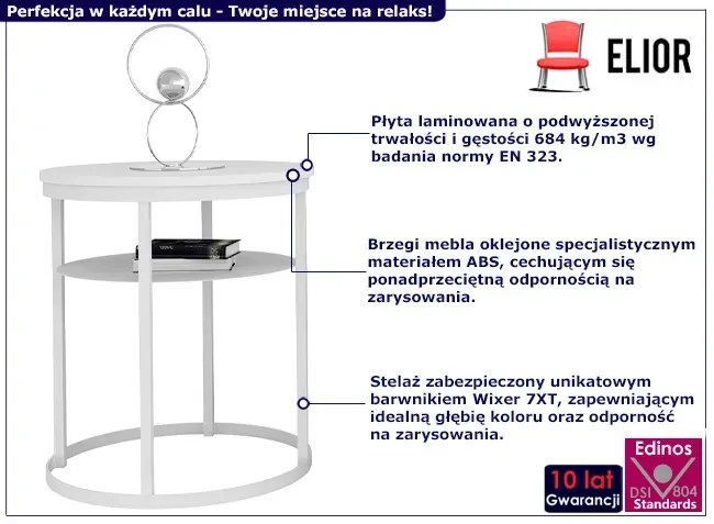 Okrągły stolik kawowy wysoki 60 cm Gorbi 5X - biały