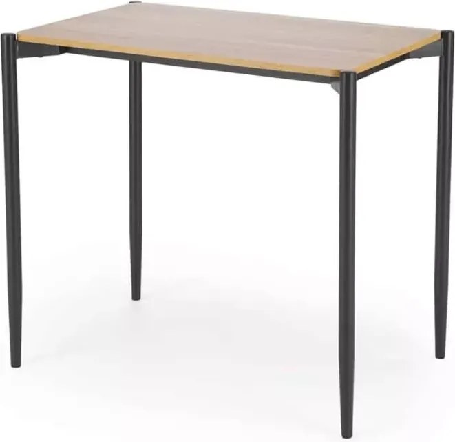 Flared – elegancki stół z drewnianym blatem i dwoma tapicerowanymi krzesłami na metalowym stelażu
