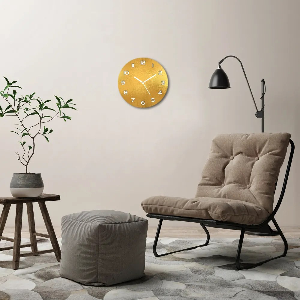 Zegar szklany okrągły Złota folia tło