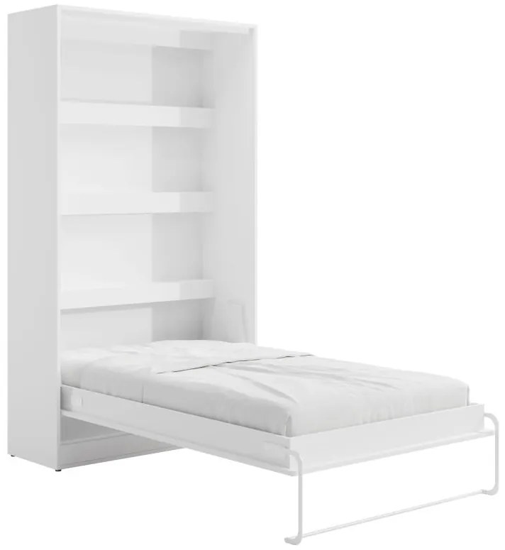 Łóżko chowane w szafie 120 × 200 cm – Otwieranie pionowe manualne – Oświetlenie LED – Białe – RAPILI