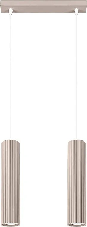 Lampa Wisząca Minimalistyczny Karbon, Aluminium - 2 Źródło - L.30 X H.90 Cm - Taupe