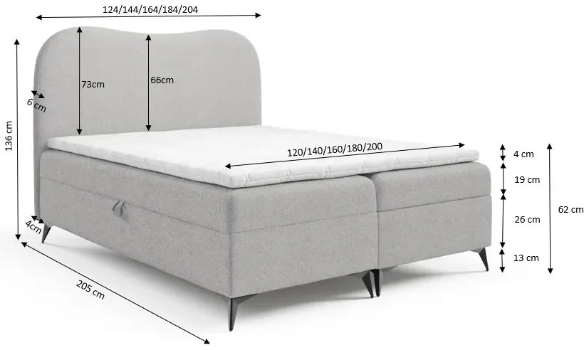Niebieskie łóżko kontynentalne z pojemnikiem E9-B56