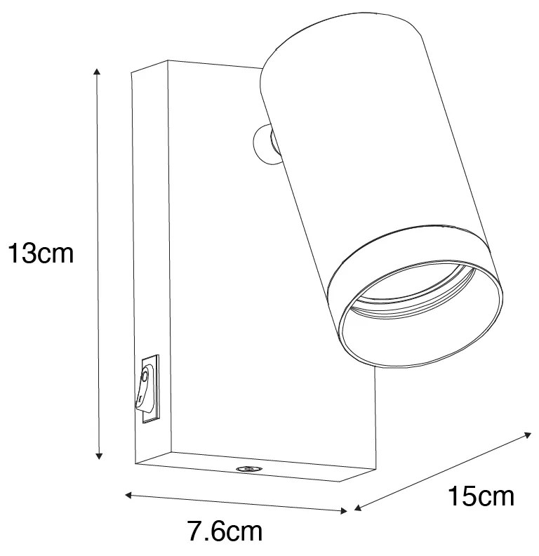 Inteligentny Kinkiet / Lampa scienna czarny regulowany z włącznikiem, z Wifi GU10 50mm - Jeana Luxe Nowoczesny Oswietlenie wewnetrzne