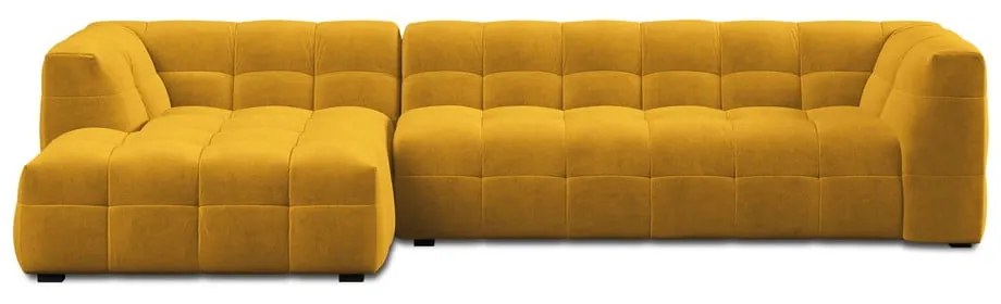 Żółty aksamitny narożnik Windsor &amp; Co Sofas Vesta, lewostronny