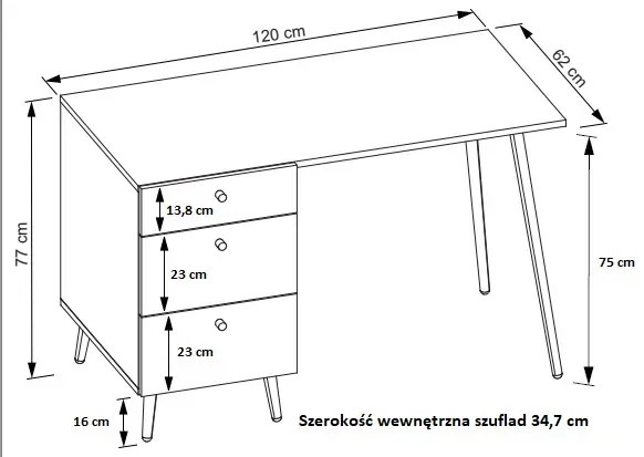Białe skandynawskie biurko z szufladami - Esto 4X
