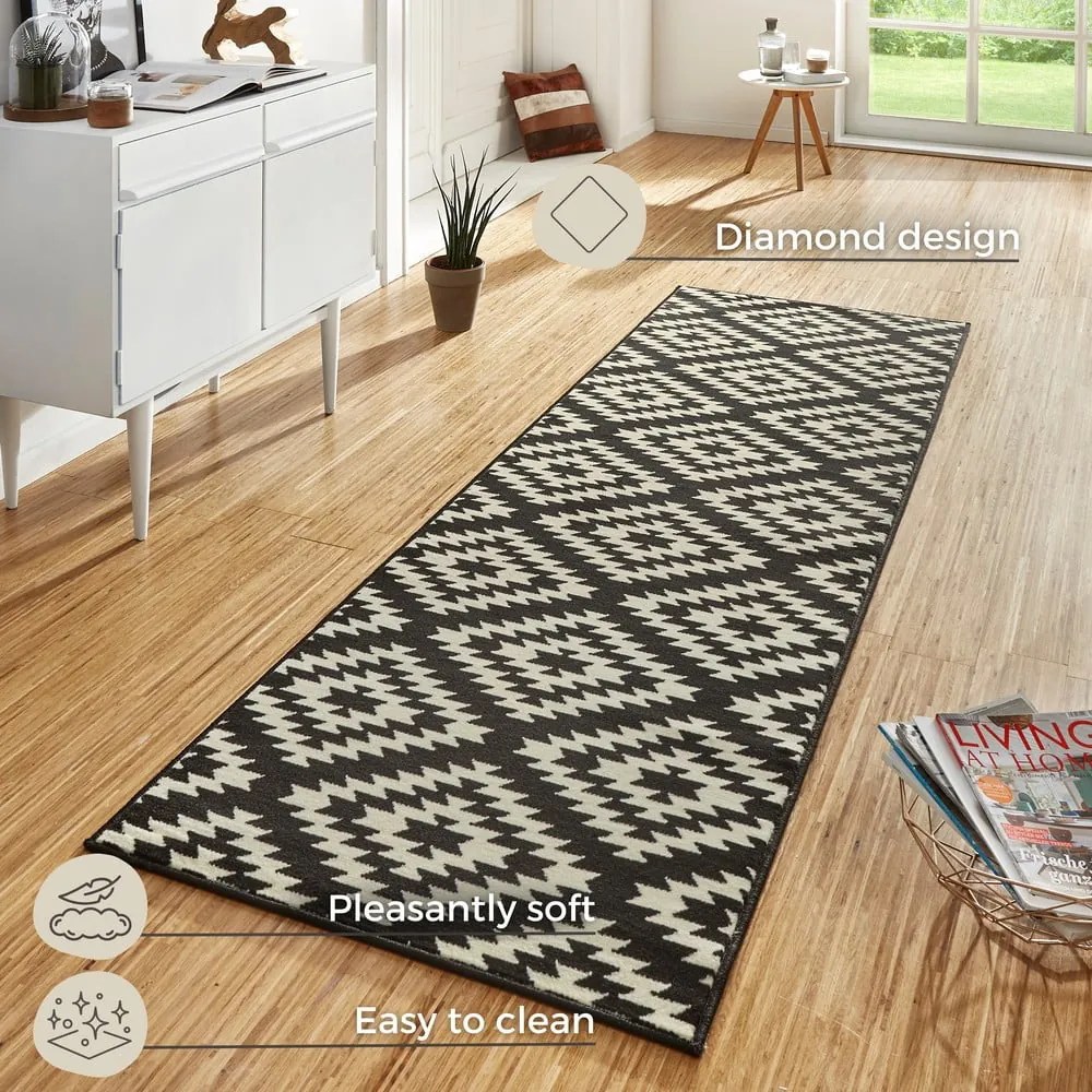 Czarno-biały chodnik Hanse Home Basic Nordic, 80x250 cm