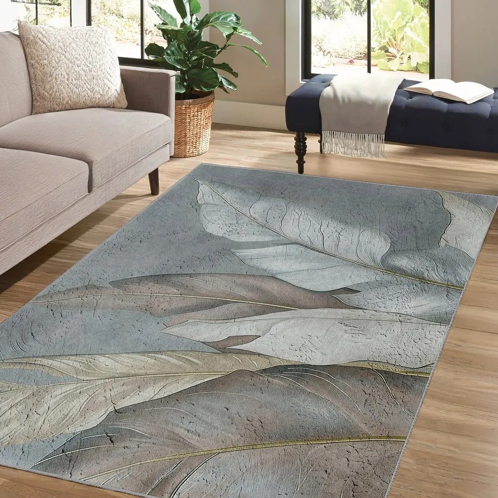 Zielono-szary chodnik odpowiedni do prania 80x200 cm Dusty Leaves – Mila Home