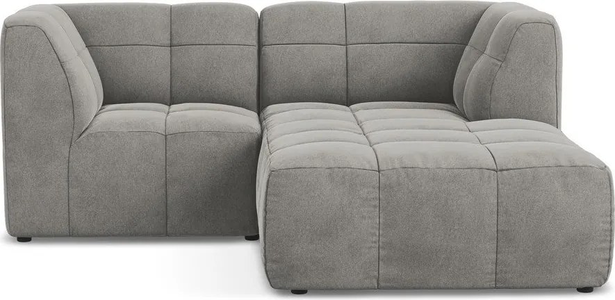 Szary aksamitny narożnik (prawostronny/z szezlongiem) Aloha – Makamii