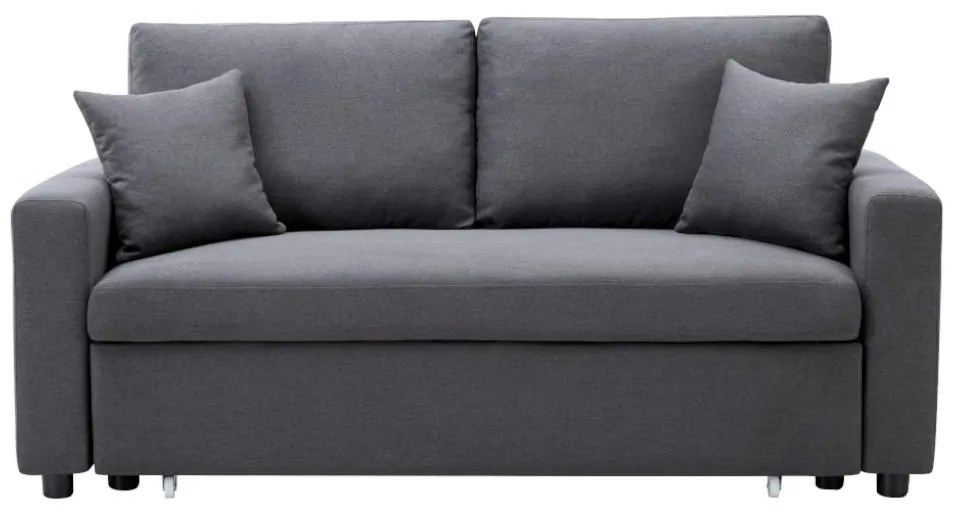 Kanapa 3-osobowa INIZOR z tkaniny, rozkładana – kolor antracytowy