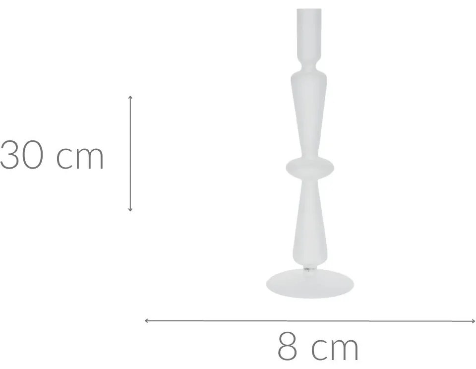 Szklany świecznik na nóżce, 30 cm