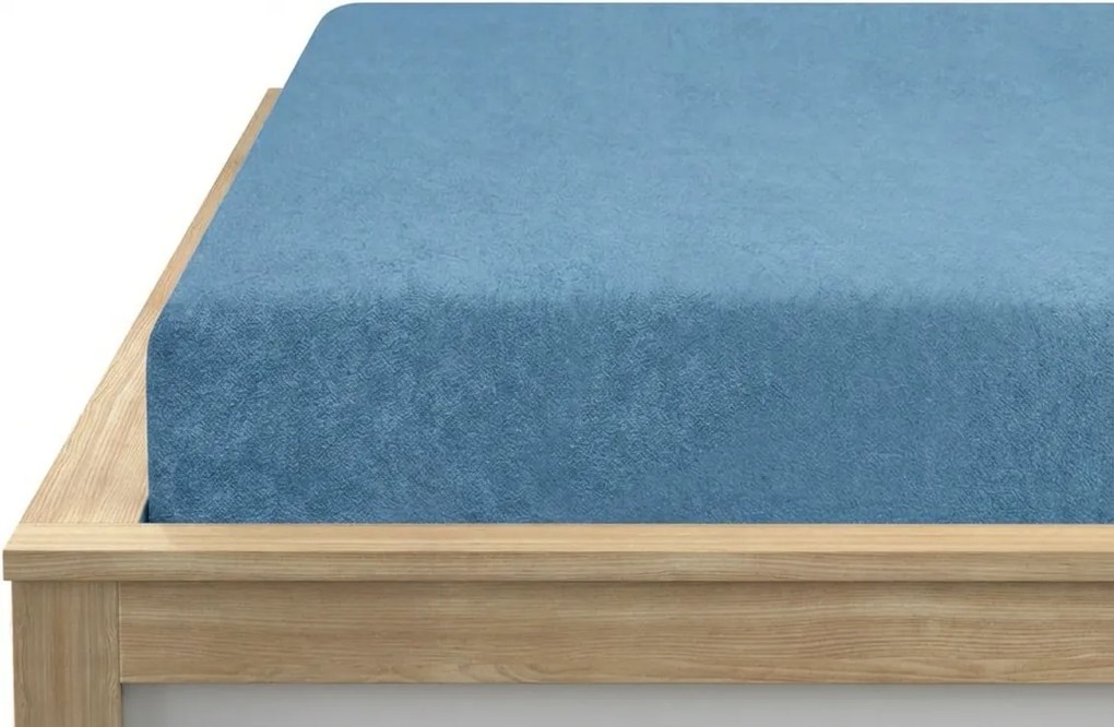 PrzytulneMieszkanie.pl Frotte prześcieradło EXCLUSIVE niebieskie 90 x 200 cm