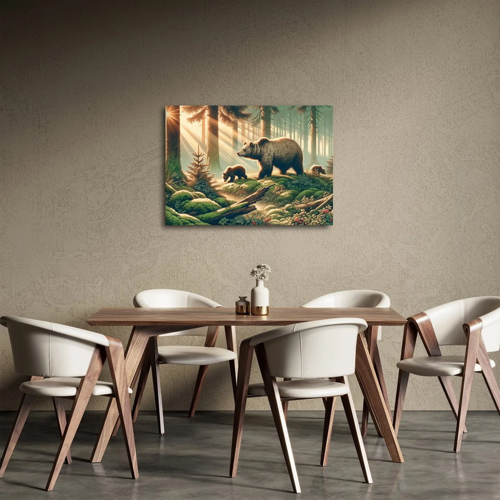 Obraz - Niedźwiedzie w lesie (70x50 cm)