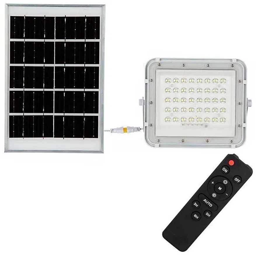 LED Zewnętrzny naświetlacz solarny LED/10W/3,2V IP65 6400K biały + pilot