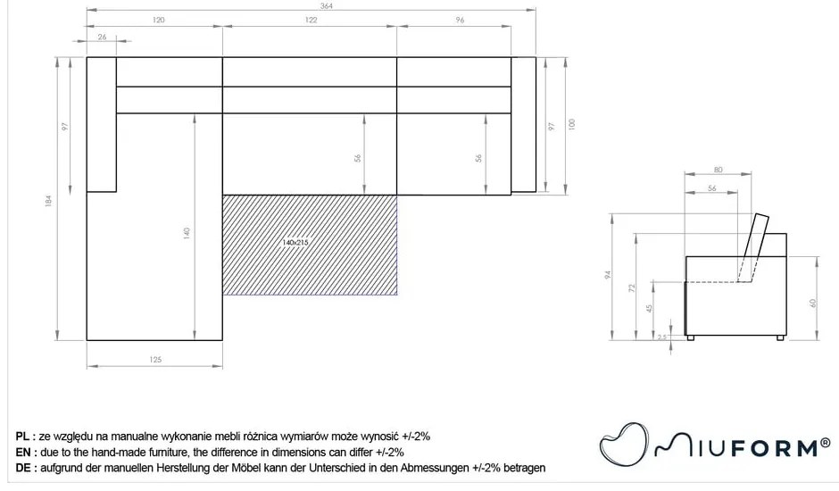 Jasnobrązowy rozkładany narożnik modułowy ze schowkiem (lewostronny) Lulu – Miuform