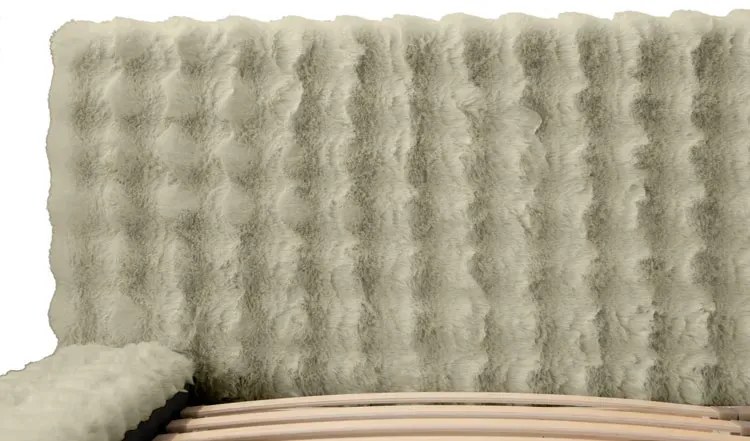 Szare łóżko pluszowe z zagłówkiem F2-K54