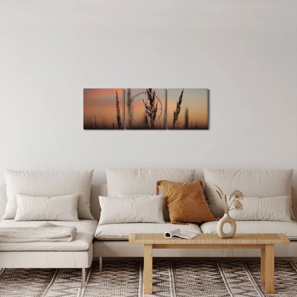 Obraz - Sylwetka rośliny (z zegarem) (90x30 cm)