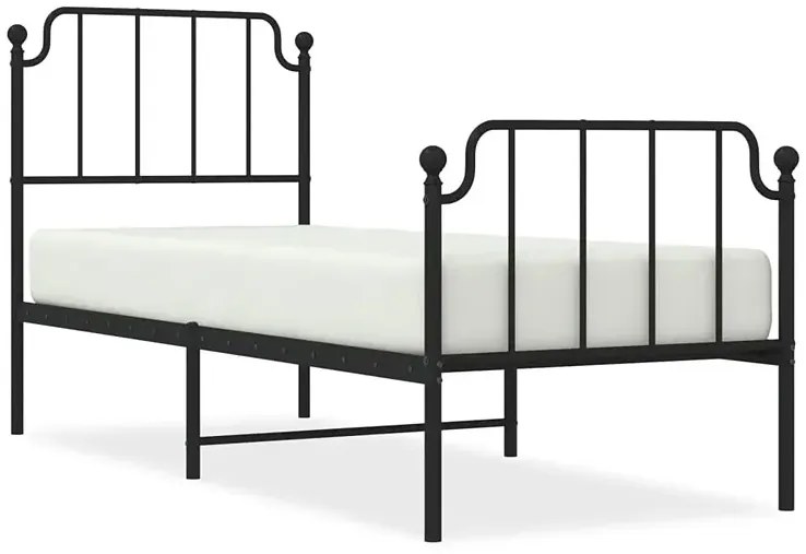 Czarne Metalowe Łóżko Pojedyncze 80X200 Cm T3-B53