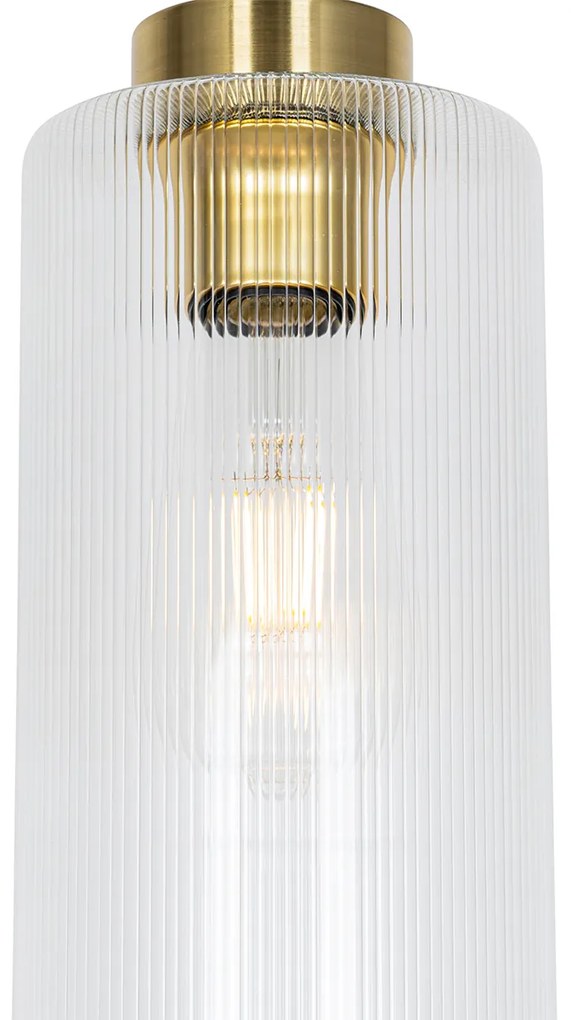 Lampa wisząca w stylu art deco złota ze szkłem 4-punktowa - Laura ArtDeco Oswietlenie wewnetrzne