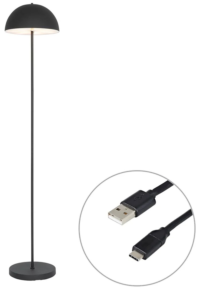 Lampa stojąca zewnętrzna czarna z możliwością ładowania, 3-stopniowy ściemniacz - Keira
