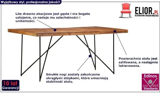 Naturalny stół z drewna akacjowego Lizzana