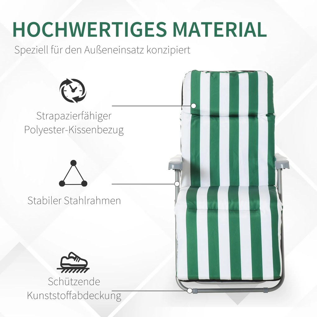 Outsunny 2xskładane krzesła leżak krzesło ogrodowe składany leżak 5 pozycji zielony