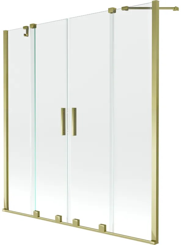 Mexen Velar Duo parawan nawannowy 2-skrzydłowy rozsuwany 140 x 150 cm, transparent, złoty - 896-140-000-02-50