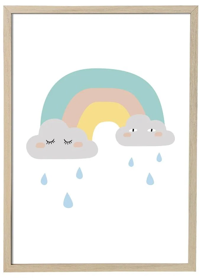 Plakat ścienny w naturalnej ramie Bloomingville Mini Saida Frame, 55x75 cm
