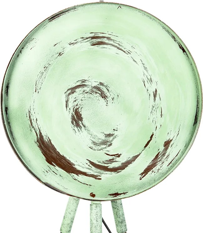 Lampa podłogowa w stylu vintage na bambusowym trójnogu zielona z miedzią - Barrel