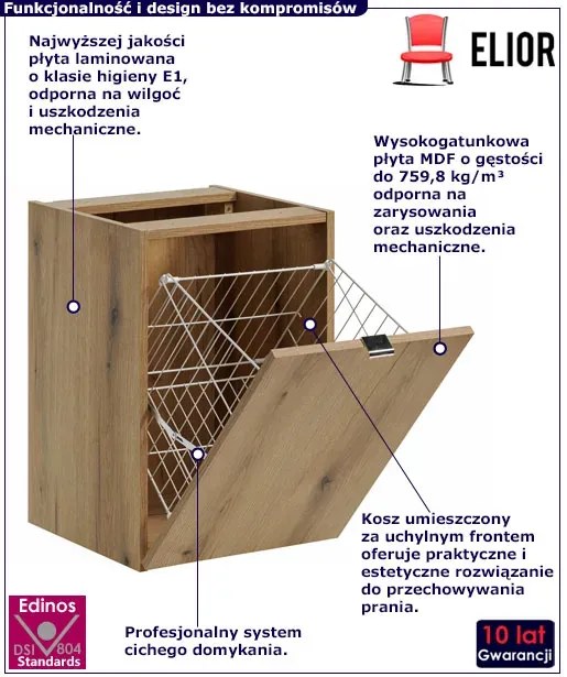 Szafka łazienkowa z koszem na pranie w kolorze dąb - Dafo 9X