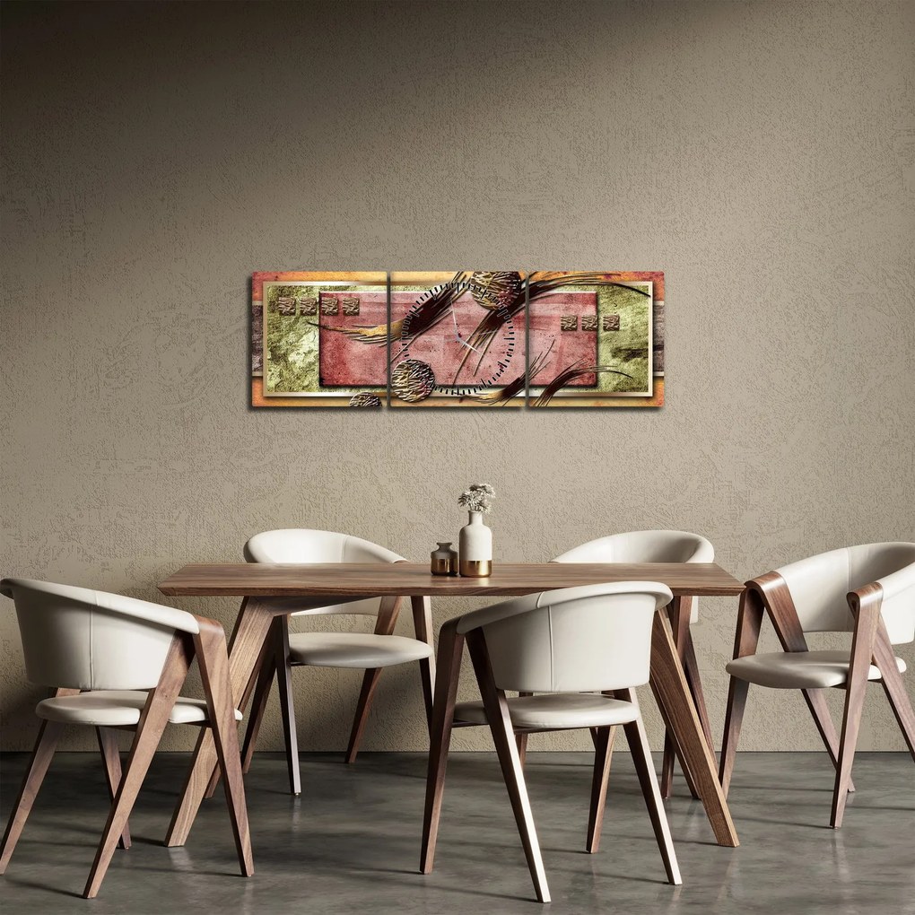Abstrakcyjny obraz (z zegarem) (90x30 cm)