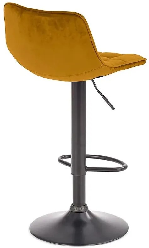 Musztardowe krzesło barowe z oparciem D1-H70