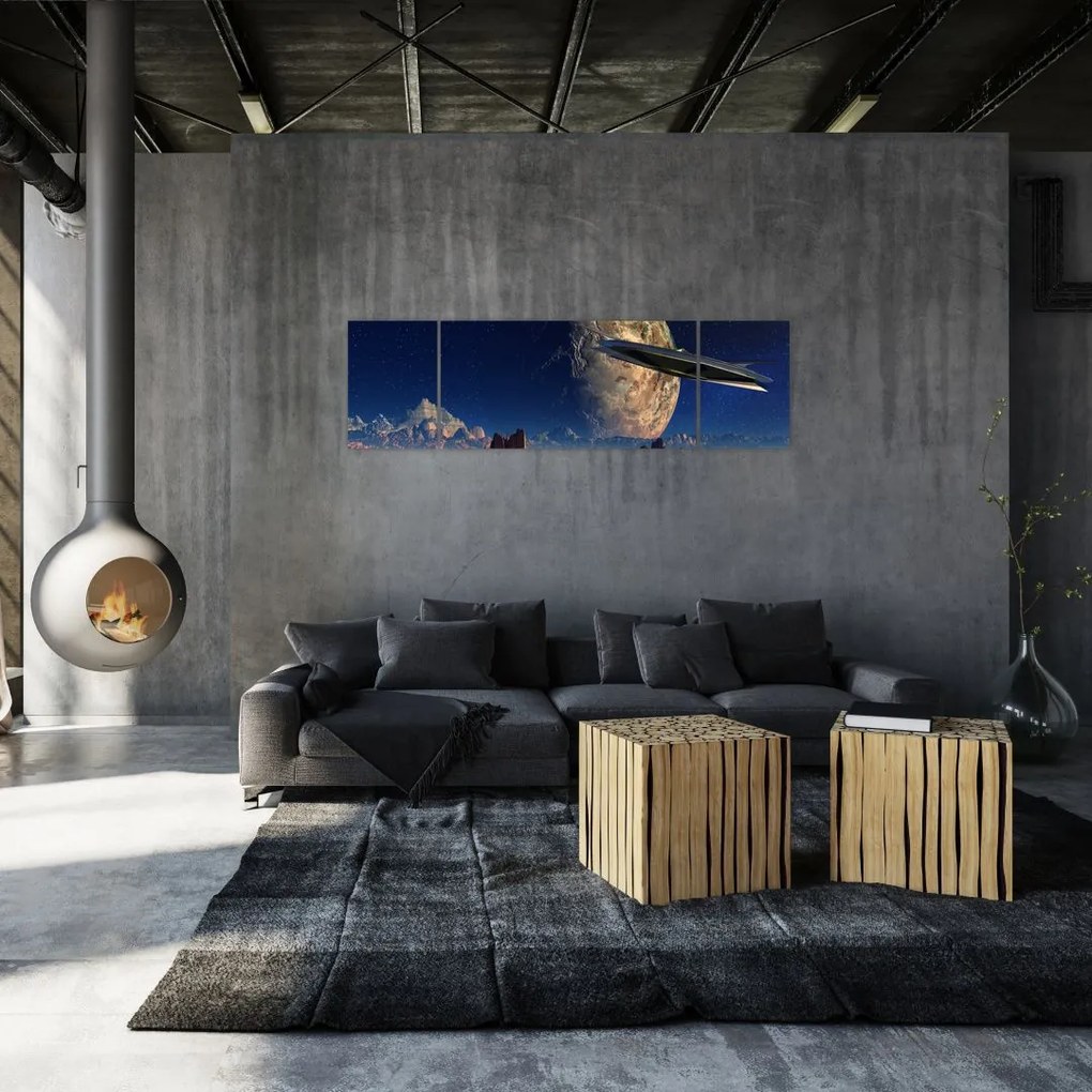 Obraz - Przybycie kosmitów (170x50 cm)