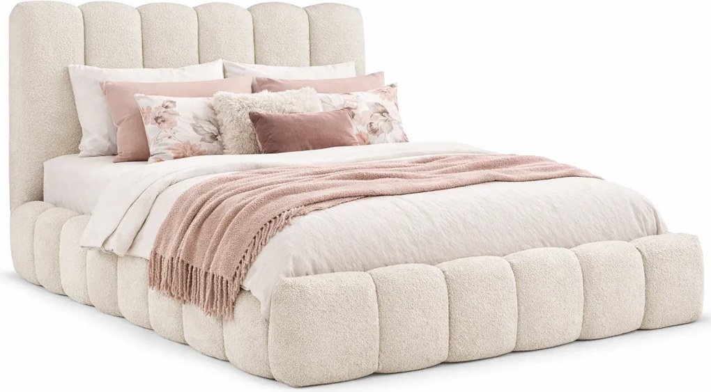 Kremowe łóżko tapicerowane chmurka 5 rozmiarów W6-N35